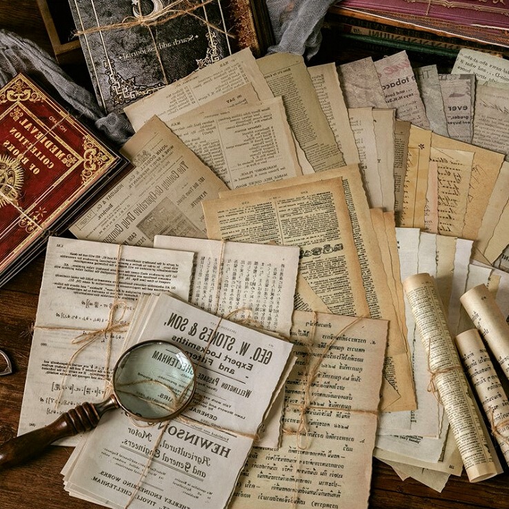 New European Retro Yellowed English Old Paper Nostalgic Old Newspaper Wall Stickers Photo Props British Export Dropshipping
