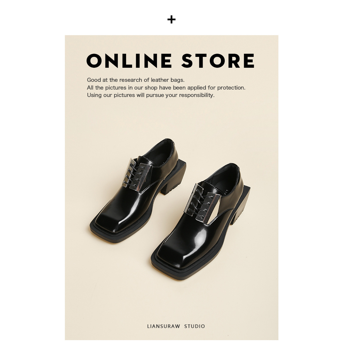 ShoeVault British Style Square Toe Derby For Men, Niche Ins Trend, Iron Plate Decoration, High-End Retro Lace-Up Leather Shoes_voghion.com