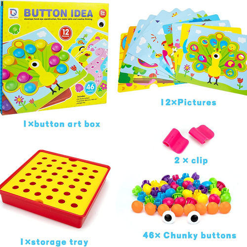 Cross-border best-selling children's button puzzle mushroom pegs early childhood educational toy for cognitive development, color recognition, and assembly