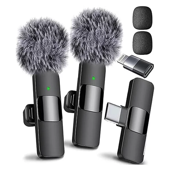 K8K9 Wireless Lavalier Microphone K15 Mobile Live Streaming Microphone Smart Noise Reduction Recording One-To-Two K11