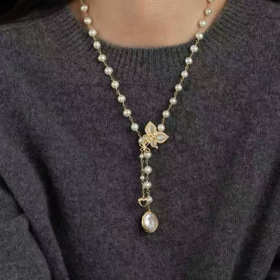 巴洛克长款天然淡水珍珠毛衣链女秋冬轻奢小众百搭气质高级感项饰