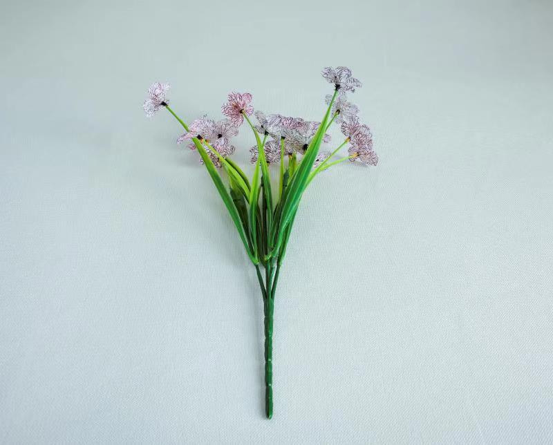 Planta verde artificial de cinco cabezas de primavera hierba Violeta artificial flor artificial decoración de flores de plástico boda Hotel Oficina