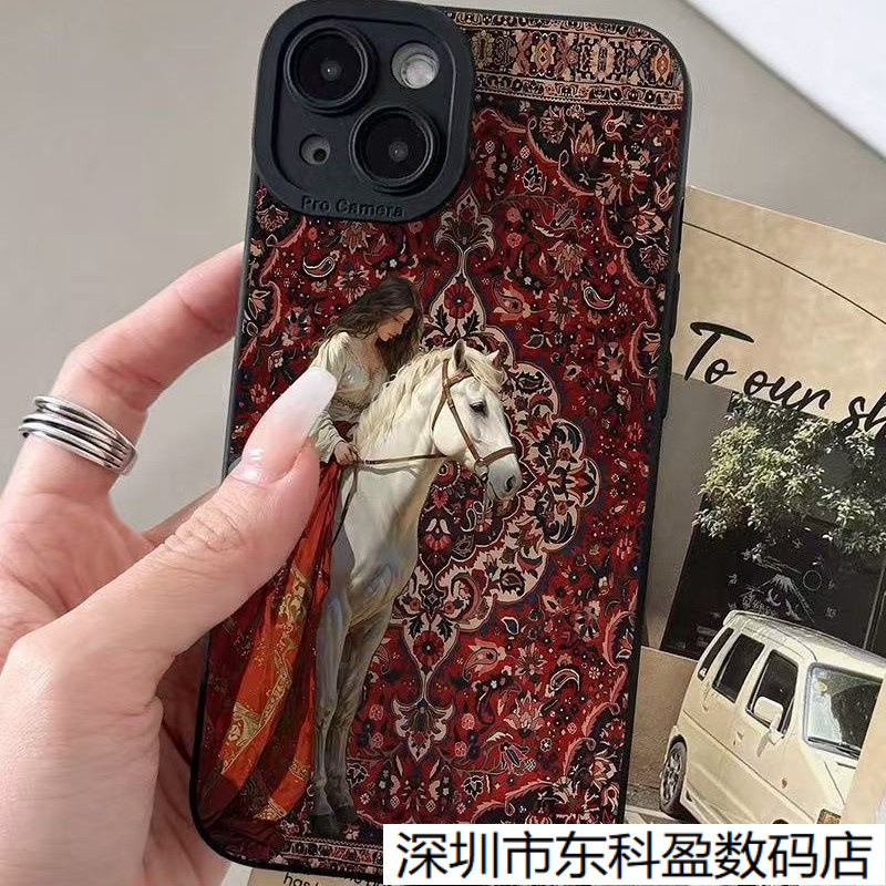 Pattern Horse Riding Girl Suitable for Apple 17 Mobile Phone Case Iphone16/15 Cross-Border 14 New Style 13Promax Soft 8