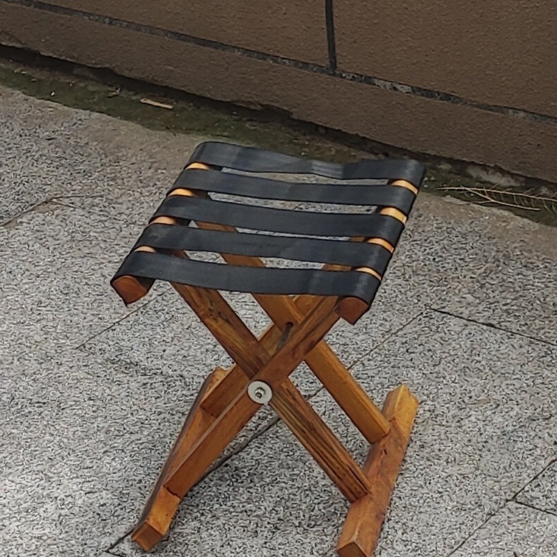 Taburete plegable al aire libre antiguo de madera sólida de madera Maza, taburete de barbacoa para el hogar, taburete de pesca portátil