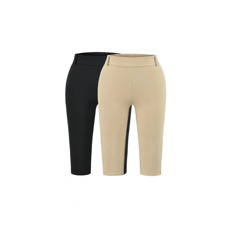 American-style hot girl high-waisted capri elastic slit cropped pants for women, summer tummy control fitness sports hip-hugging straight pants American-style hot girl high-waisted capri elastic slit cropped pants for women, summer tummy control fitness sports hip-hugging straight pants