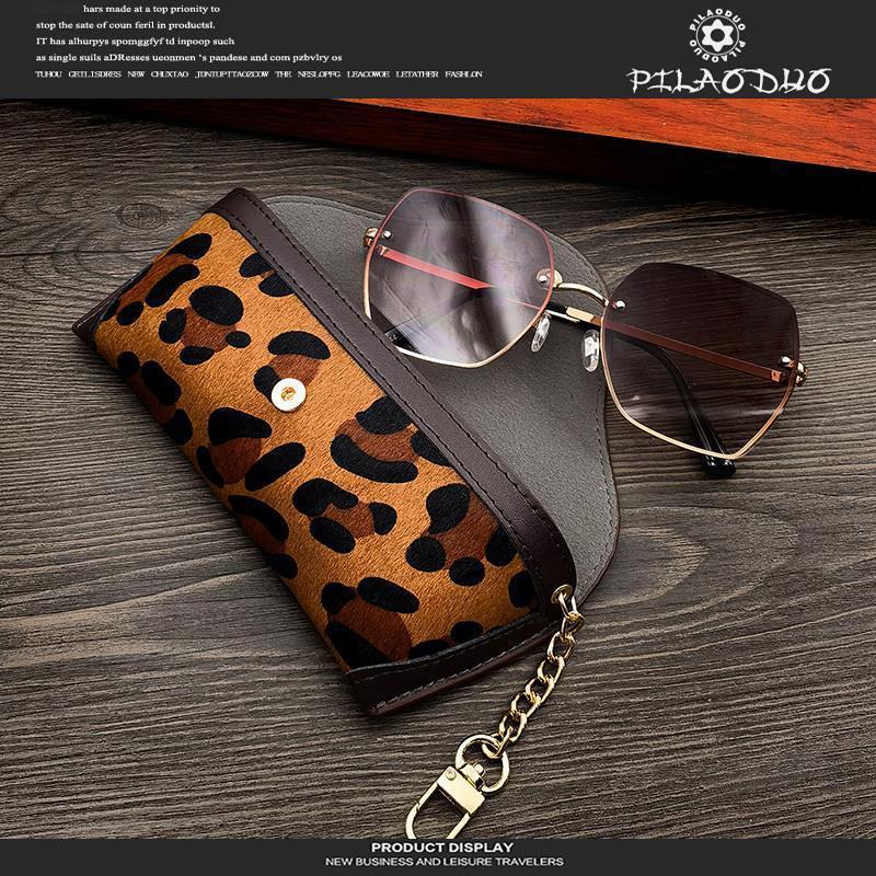 New Unisex Anti-Pressure Glasses Case Leopard Print Horsehair Texture Portable Glasses Storage Bag Myopia Glasses Case Sunglasses
