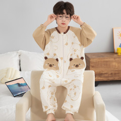 100% 綿の子供のワンピースのパジャマは子供の子供の赤ちゃんのパジャマの秋冬の新型の子供の寝袋を冷ますのを防ぎます。