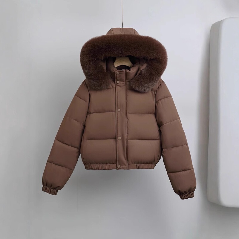 European and American Style Cotton Jacket 2025 Foreign Trade Short Cotton Coat for Women, Hong Kong Style Winter Korean Version Thickened Student Cotton Jacket with Fur Collar, Cangzhou European and American Style Cotton Jacket 2025 Foreign Trade Short Cotton Coat for Women, Hong Kong Style Winter Korean Version Thickened Student Cotton Jacket with Fur Collar, Cangzhou