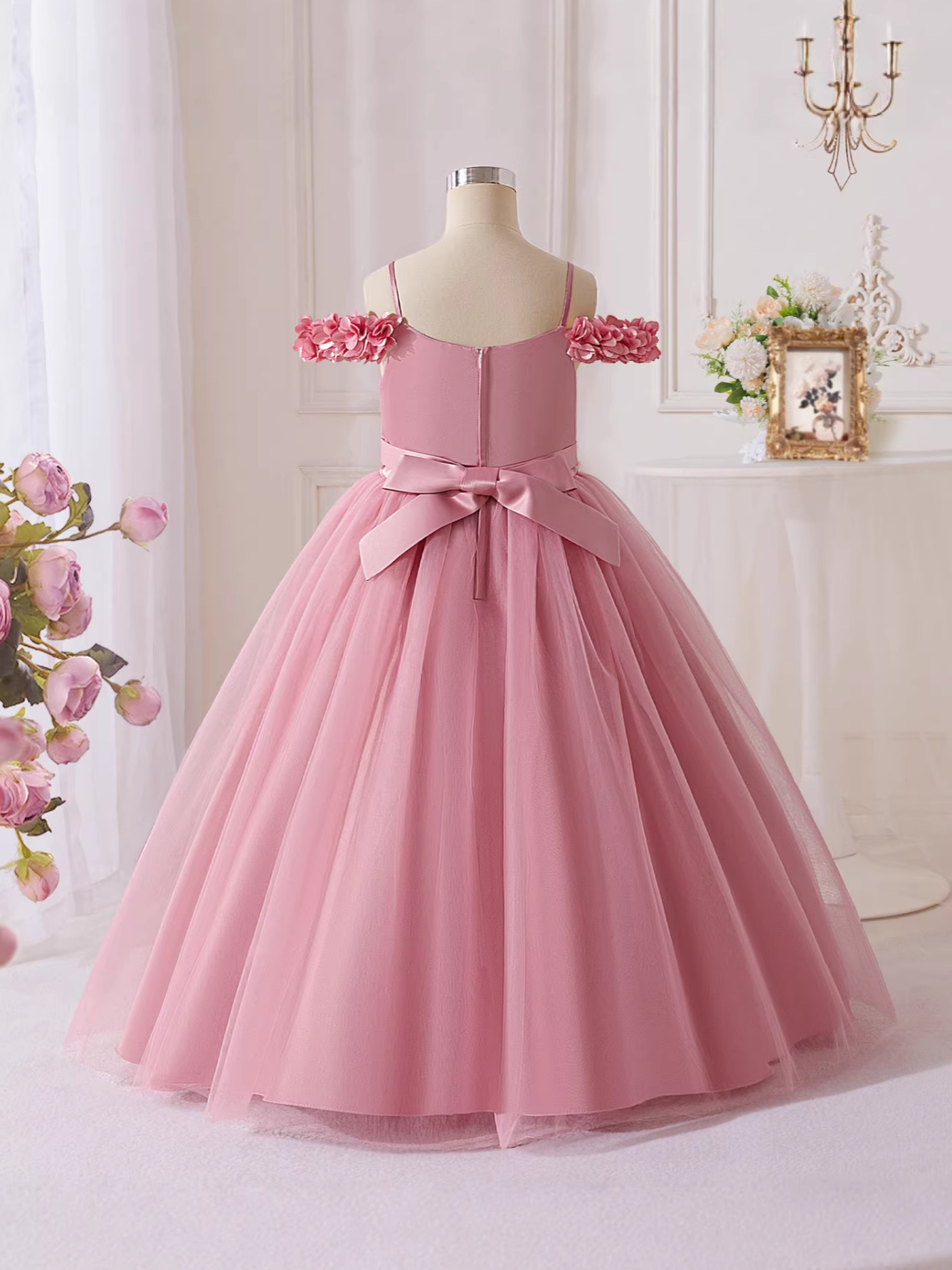 Vestido de niña transfronteriza de hombro de una palabra de piano vestido de fiesta vestido de princesa vestido de niños