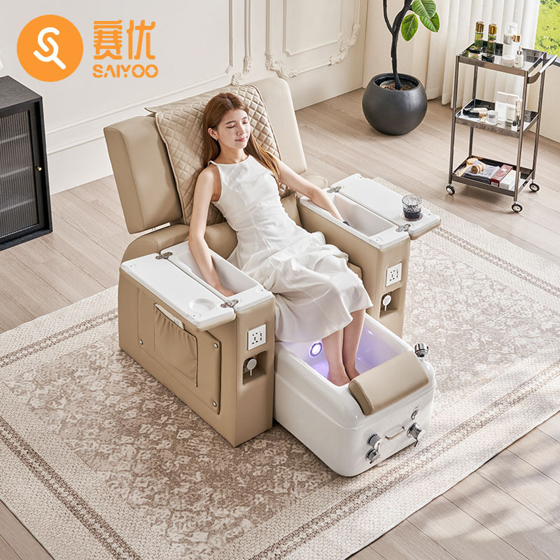 nail salon美甲沙发美睫店多功能电动按摩沐足椅可放倒足浴沙发