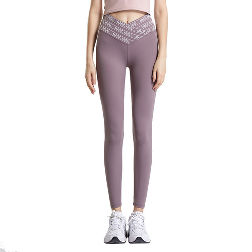 2024 Spring and Summer New Cross Printed Yoga Barbie Pants for Women High Waist Hip Lifting Slimming Tight Sports Fitness Pants