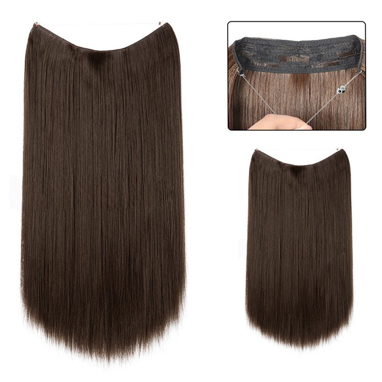 Nuevas pelucas de fibra de pescado cortina de cabello pelucas largo cabello recto sin marcas extensiones de cabello 26 pulgadas comercio exterior