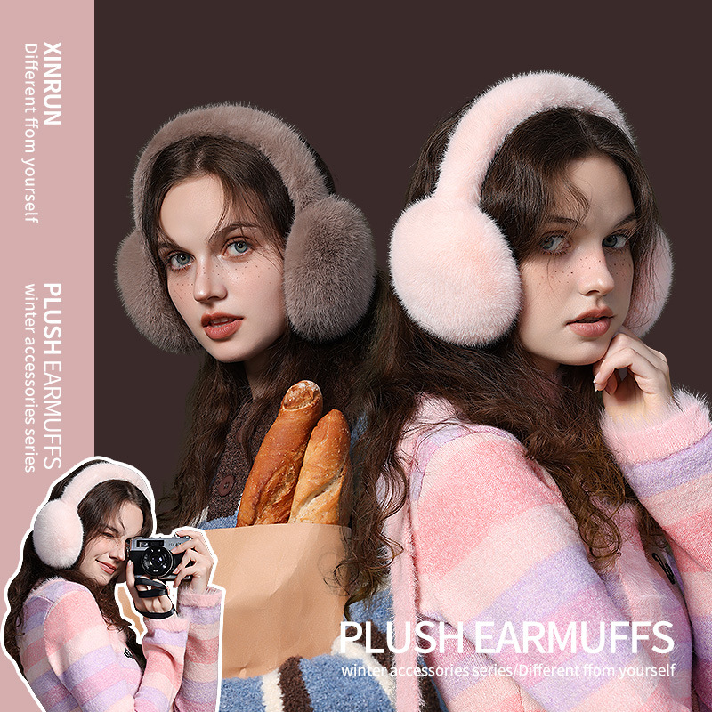 INS Otoño e Invierno orejeras cálidas compras de estudiantes imitación conejo visón felpa orejeras extra grandes orejeras plegables orejeras de todo fósforo