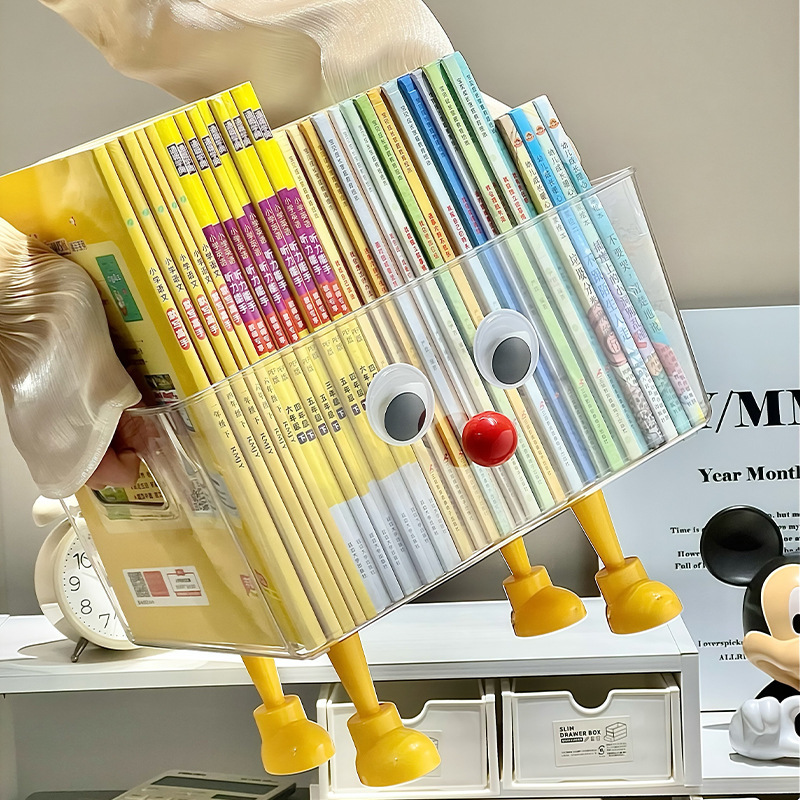 Linda y creativa caja de almacenamiento transparente de escritorio con tapa a prueba de polvo, organización de artículos diversos, estante de almacenamiento para productos de maquillaje y cuidado de la piel