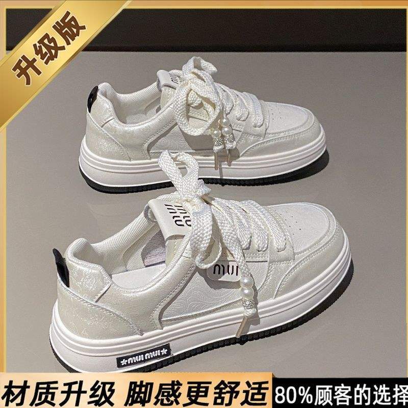 Yang Mi mismo estilo zapatos de mujer 2025 primavera y otoño nuevos zapatos casuales de suela gruesa zapatos de tabla ins zapatos blancos transpirables de todo fósforo mujeres