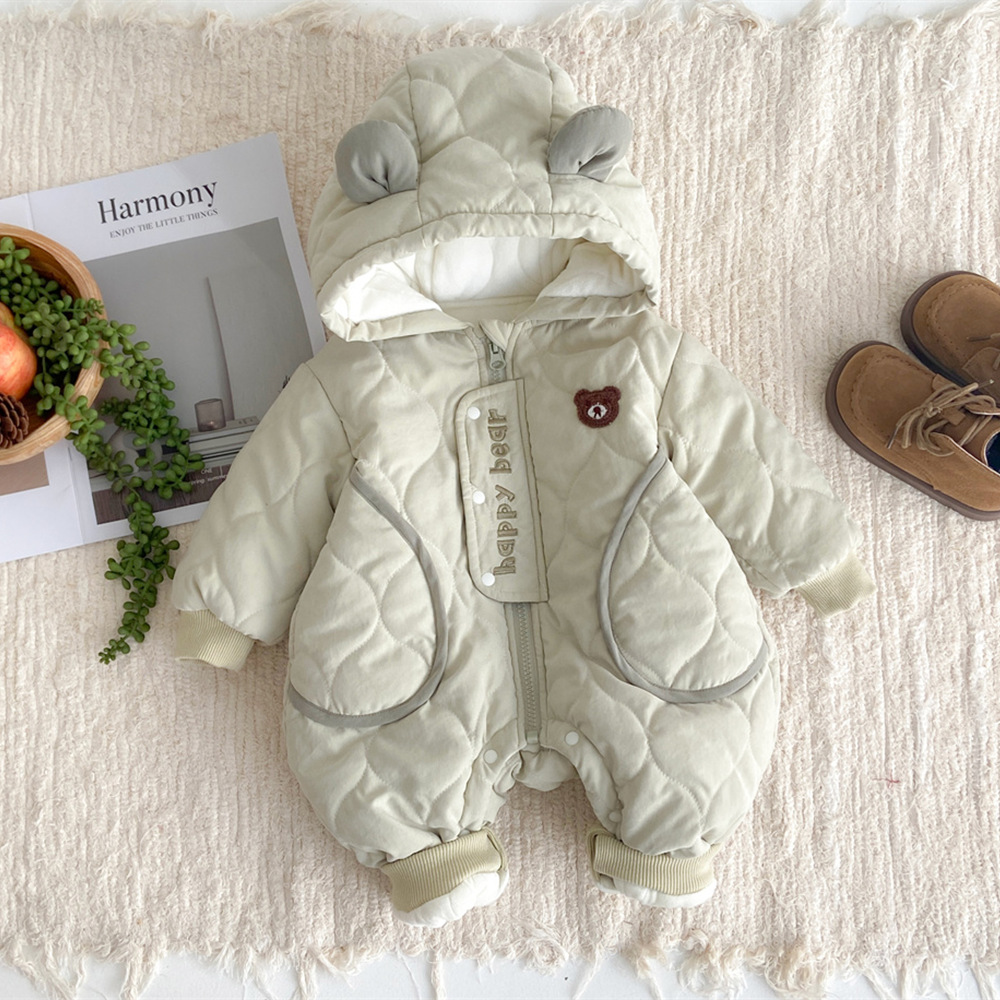 [Estilo personalizado] 2024 nuevo bebé de invierno coreano de dibujos animados lindo oso grueso cálido abrigo de una pieza