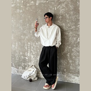 White set, shirt, trousers, men's style