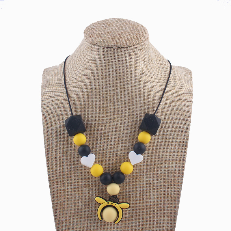 Amazon AliExpress al por mayor de silicona collar de cuentas de bricolaje auto-diseñado de joyería de grado alimenticio mordedura de bebé de molienda