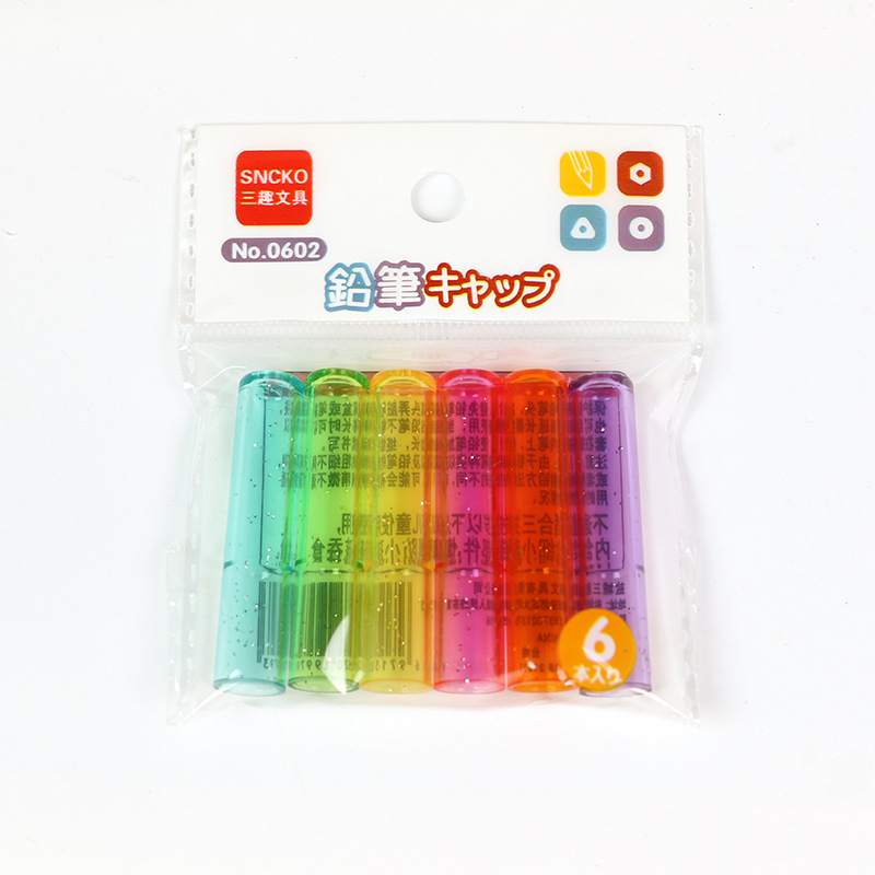 Tres colores simples divertidos, tapa de lápiz transparente, tapa de lápiz de plástico, tapa de lápiz, extensor para estudiantes de primaria, niños generales