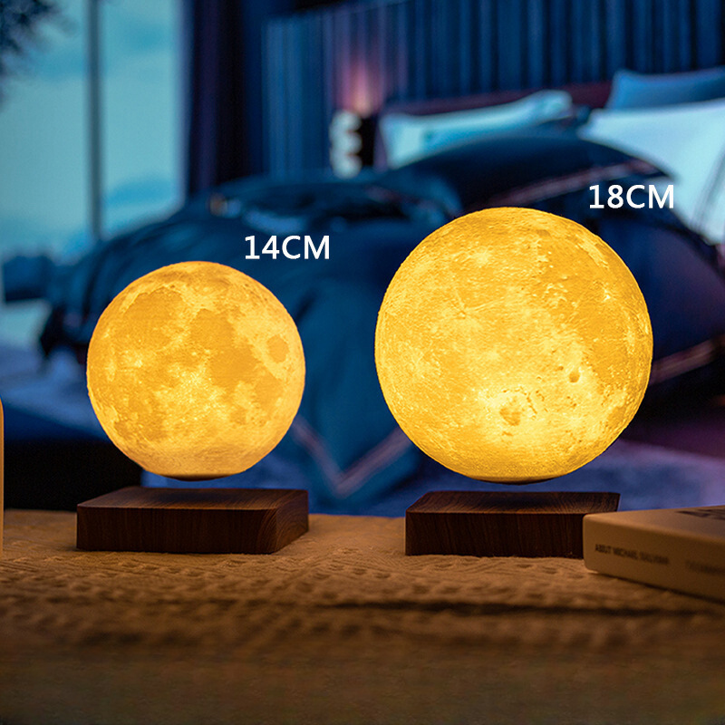 Lámpara lunar de levitación magnética con iones negativos atomizados, purificación de aire, lámpara de inducción inalámbrica, purificador de mesa de noche