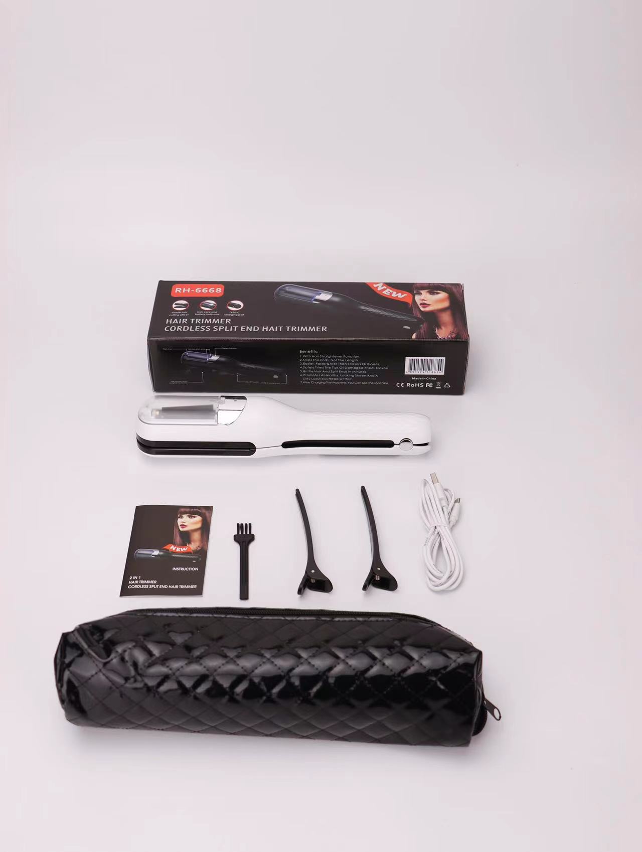 Recortadora de pelo multifuncional para puntas abiertas, cortadora de pelo automática portátil recargable para el hogar, recortadora de pelo eléctrica.