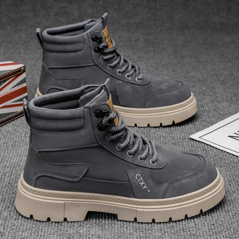 Botas Martin para hombre 2026 nueva primavera alta parte superior gruesa aumento de estilo británico botas de trabajo para hombre locomotora zapatos de moda casuales