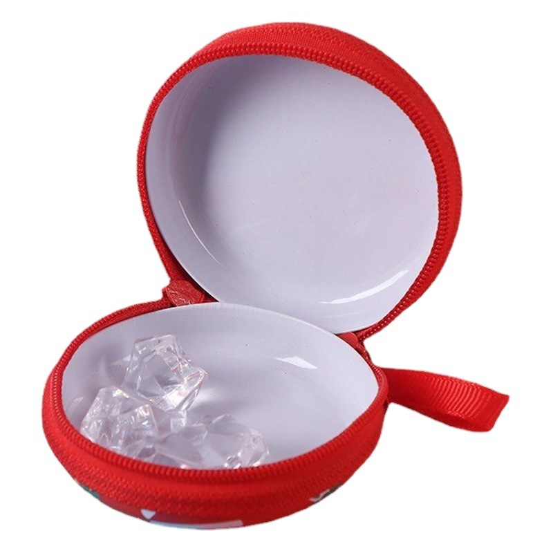 New tinplate coin purse Christmas round zipper bag cartoon coin key storage bag earphone box wholesale