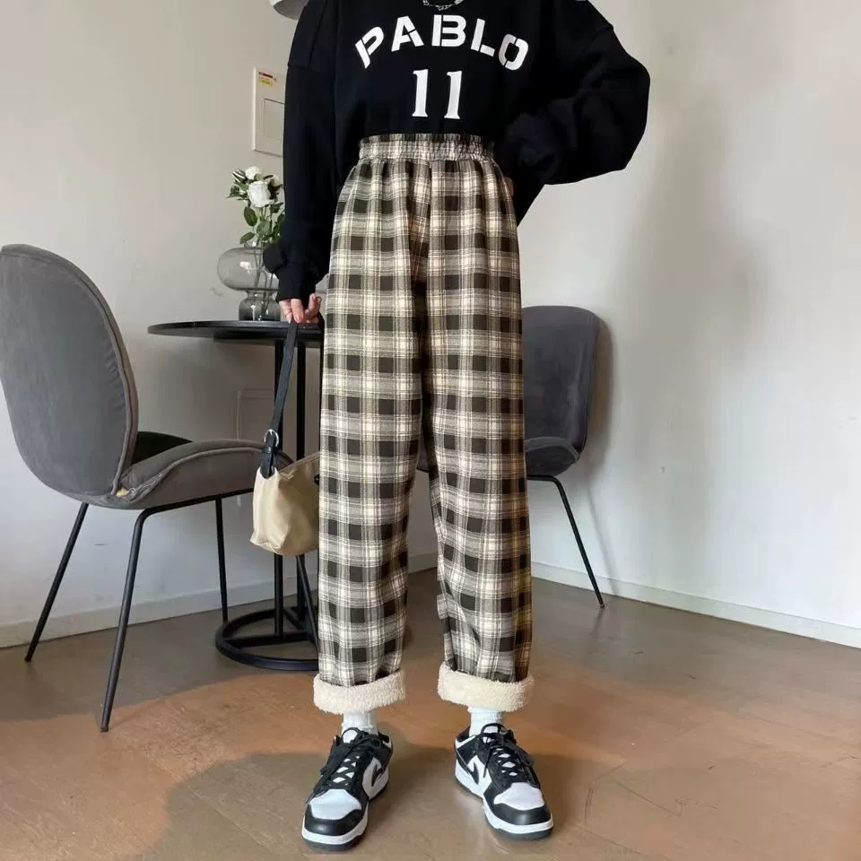  Velvet keep warm trousers, high waist