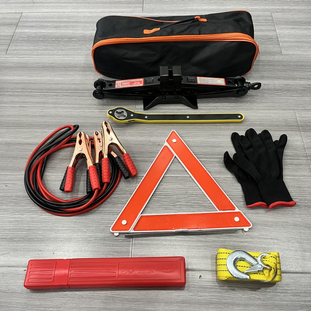 Car Emergency Tool Kit, Car On-Board Rescue Kit with Scissors, 0kg Top-mounted Fire Cable Tow Rope Set