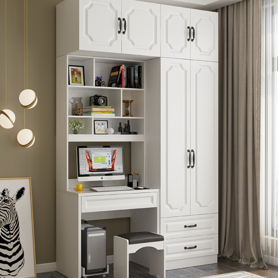 Small Bedroom Desk Plus Wardrobe Combination Children's Study Computer Desk Writing Dresser Integrated Wardrobe Wardrobe