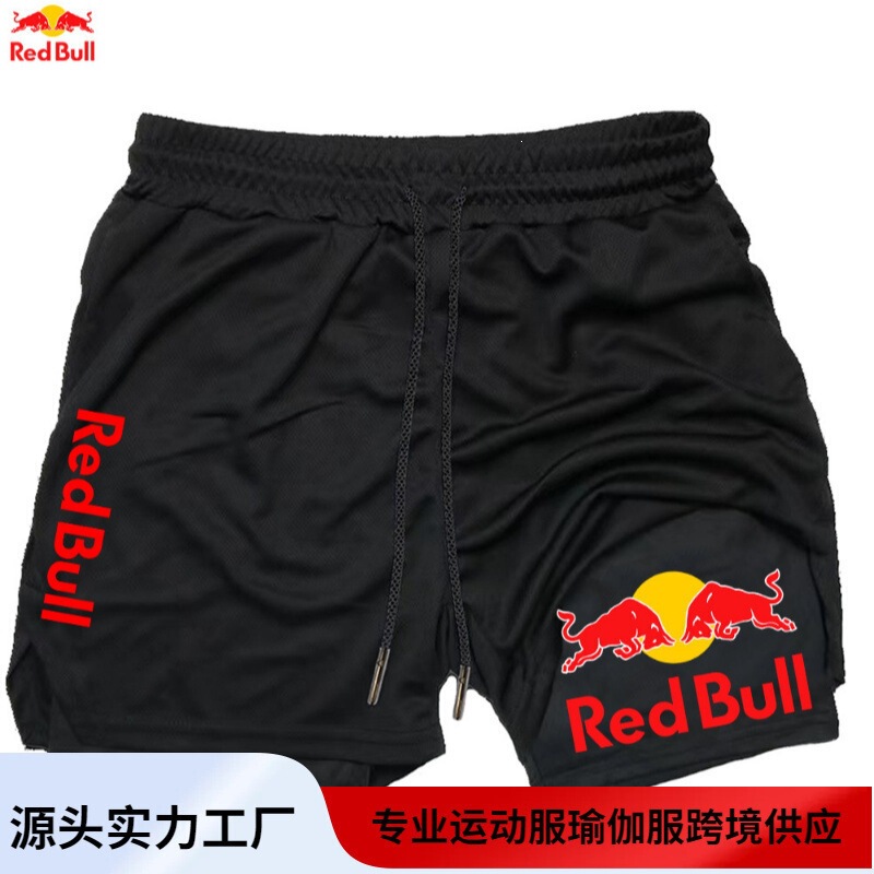 Cross-border double-layer shorts sold by the manufacturer, men's 2-in-1 fitness training pants with phone pocket, high quality