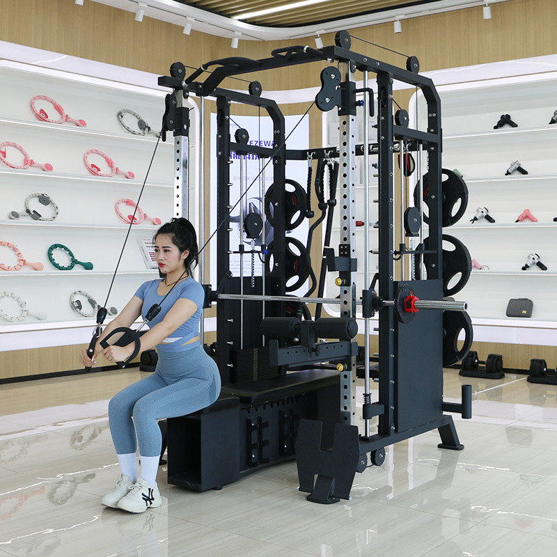 Equipo de entrenamiento integrado de Smith comercial de empuje horizontal de cuclillas pórtico multifuncional integrado gimnasio