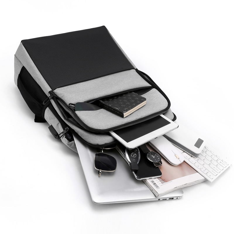 工厂定制电脑包男士商务通勤双肩背包轻便大容量学生书包USB充电