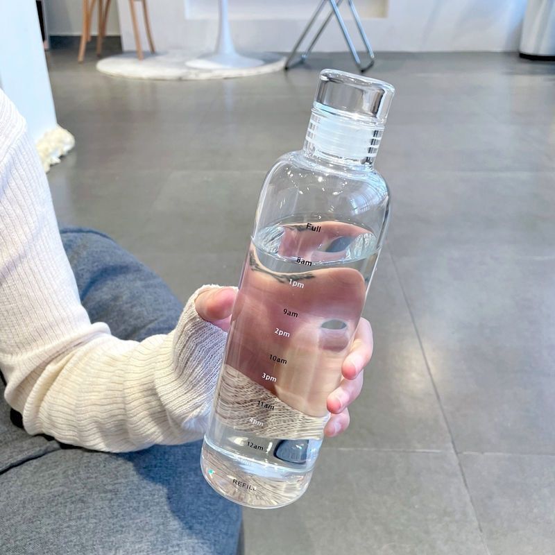 小紅書同項高颜値時間ダイヤル男女車載透明プラスチックカップ漏れ防止シンプルネット赤カップ|undefined