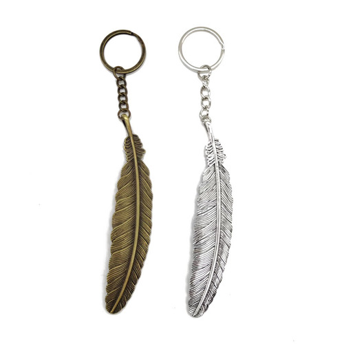 复古羽毛钥匙链金属合金钥匙扣时尚吊坠钥匙圈汽车和包包装饰挂件