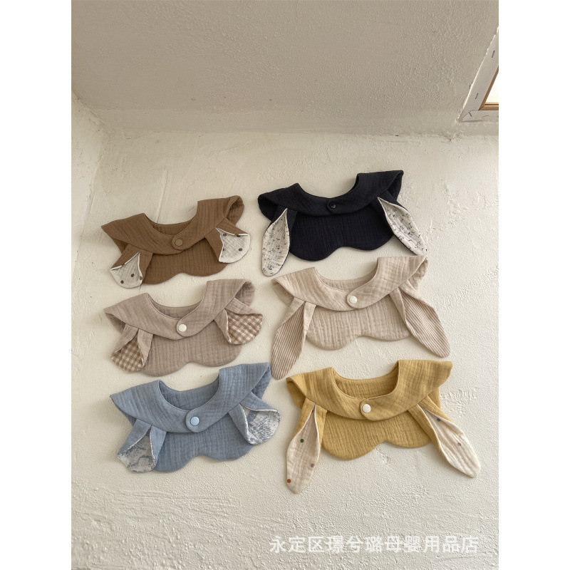Baby Saliva Towel Type a Pure Cotton Nordic Petal U-Shaped Girl Export Korean Version 1 Year Old Absorbent Autumn and Winter Large Size for Baby Girls