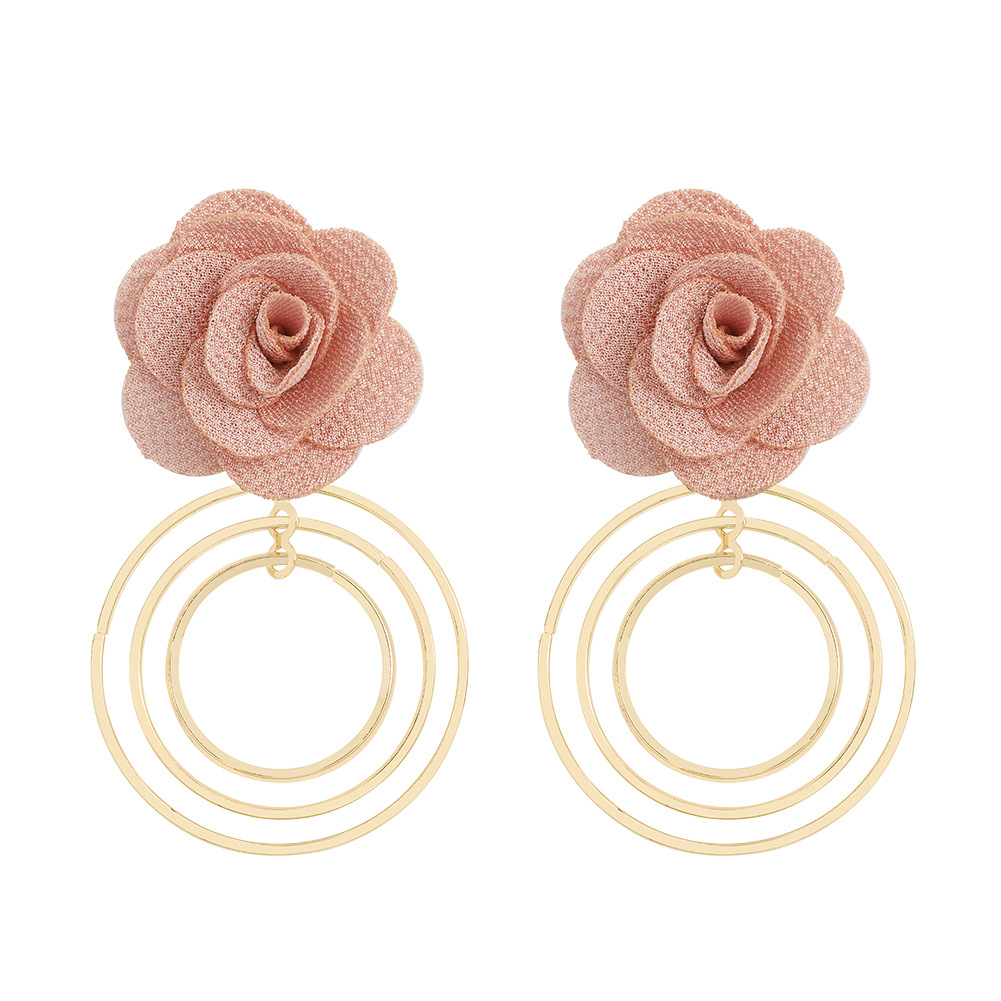 Boucles D&#39;oreilles Fleurs En Tissu Doux display picture 1