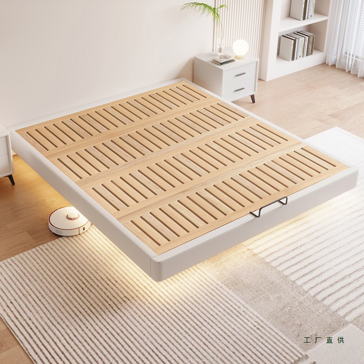 All Solid Wood Bedside Suspended Bed Modern Simple Small Apartment Full Thickened Beech Frame Tatami Bed Frame