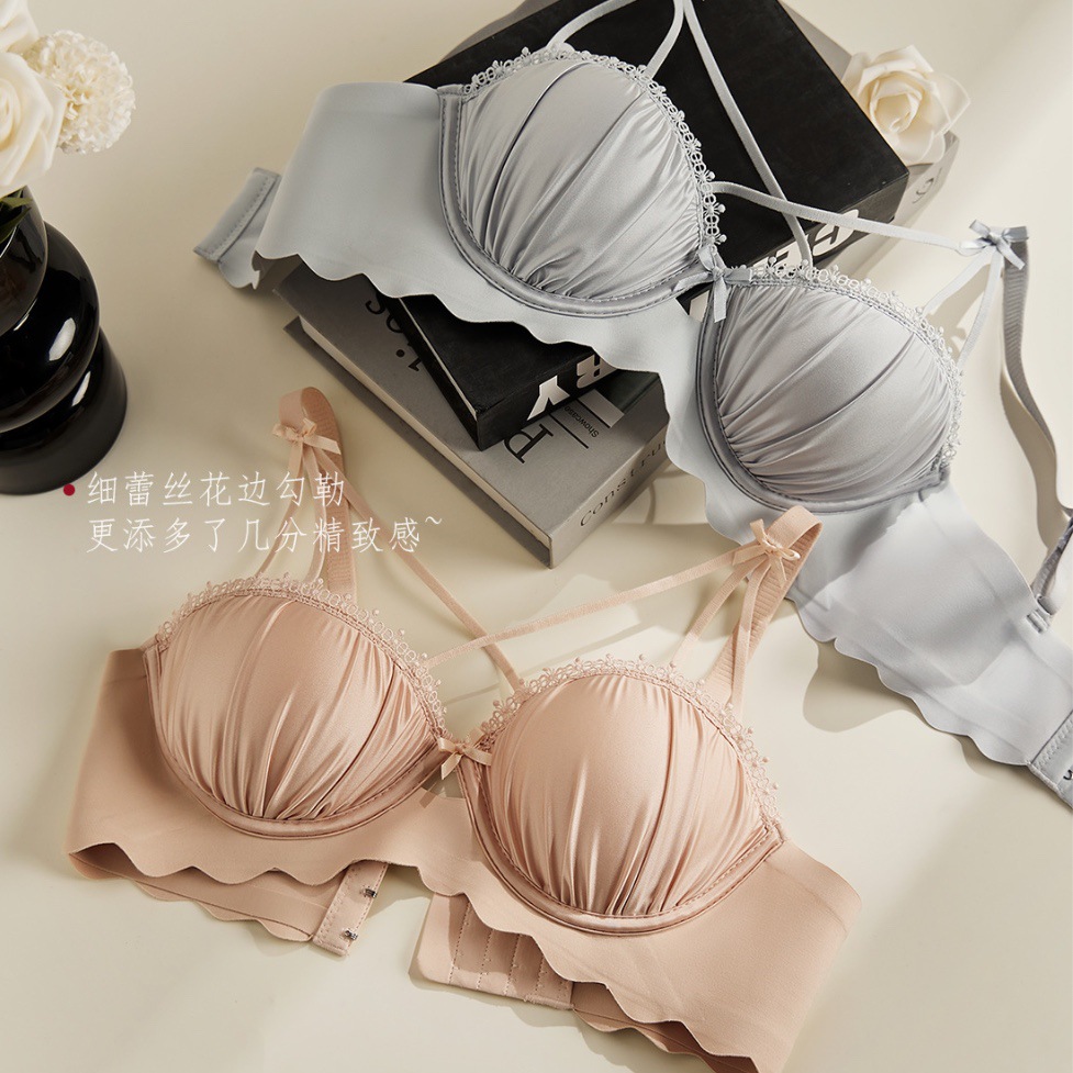 Nuevos productos para niñas, satén nacarado, traje de estilo explosivo en vivo, ropa interior de mujer, sujetador de pecho cómodo y sin costuras