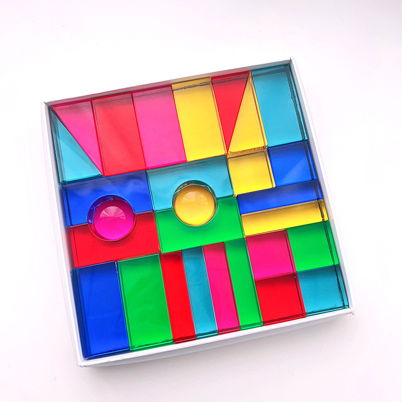 Acrylic Rainbow Geometry Building blocks Translucency Reggio Emilia Take the fight crystal Early education initiation space children Toys Teaching aids