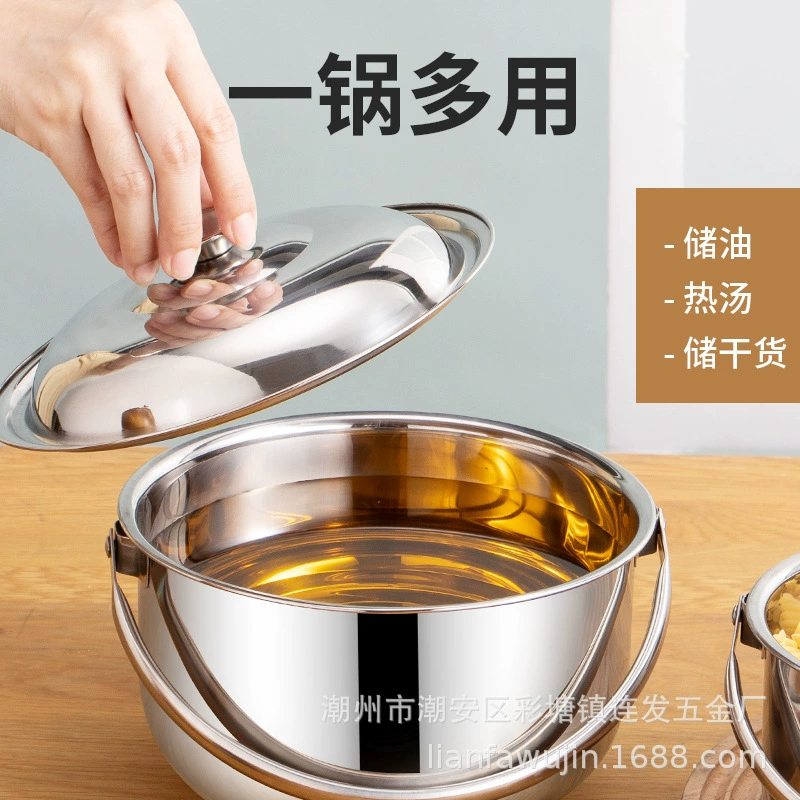 Поставщик кросс-границ stainless steel cooking pot Basin -lid hand -cooked cooking pot egg pot oil pot noodle noodle pot soup bucket gift