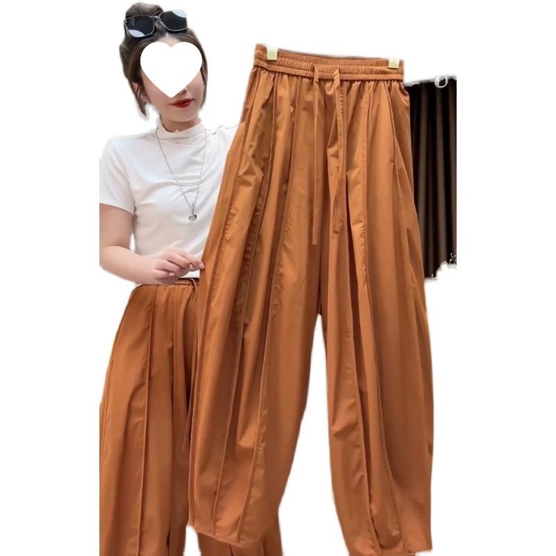 유럽 프리미엄 2023 가을 여름 새로운 슬리밍 모든 경기 빠른 건조 호박 바지 우아한 캐주얼 바지