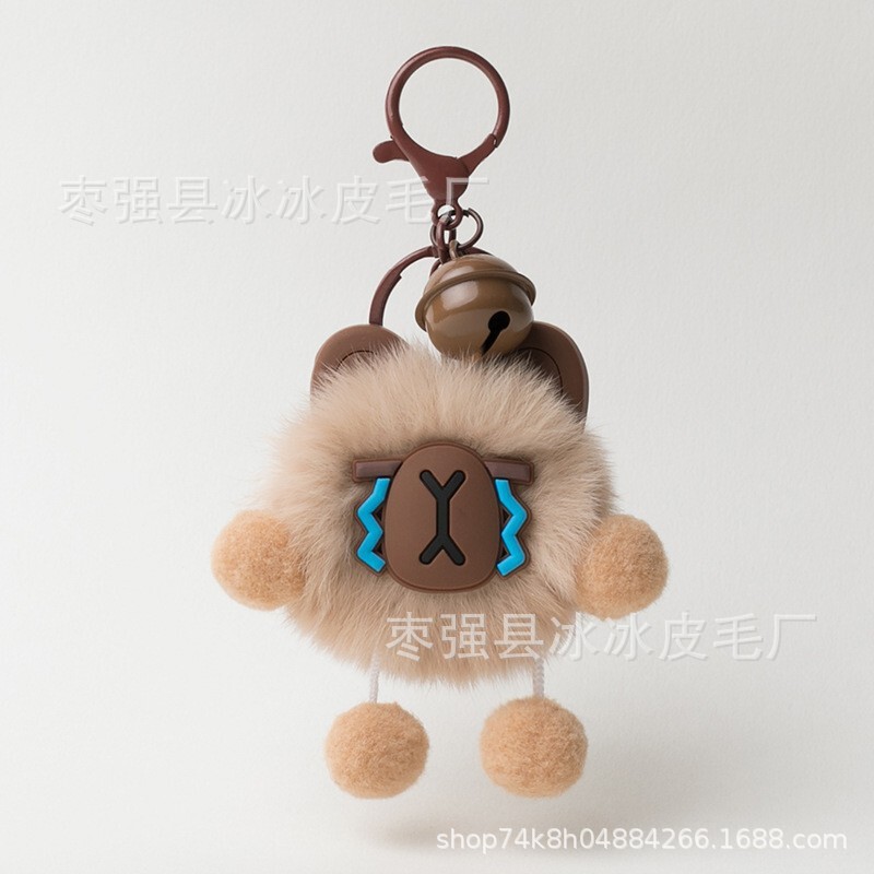 Imitation Rabbit Fur Capybara Pendant Ins-Style Fur Ball Car Bag Decoration Cute Small Keychain Bag Accessory