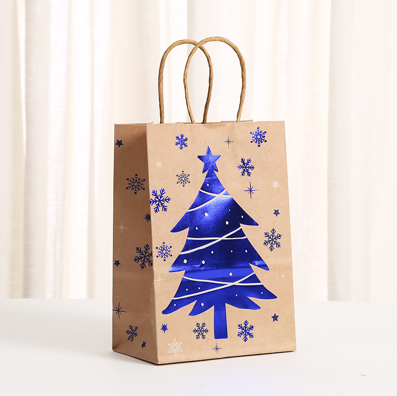 パーティーキャンディギフトバッグ卸売りプリント漫画ショッピングバッグ青いクラフト紙袋クリスマス包装袋|undefined