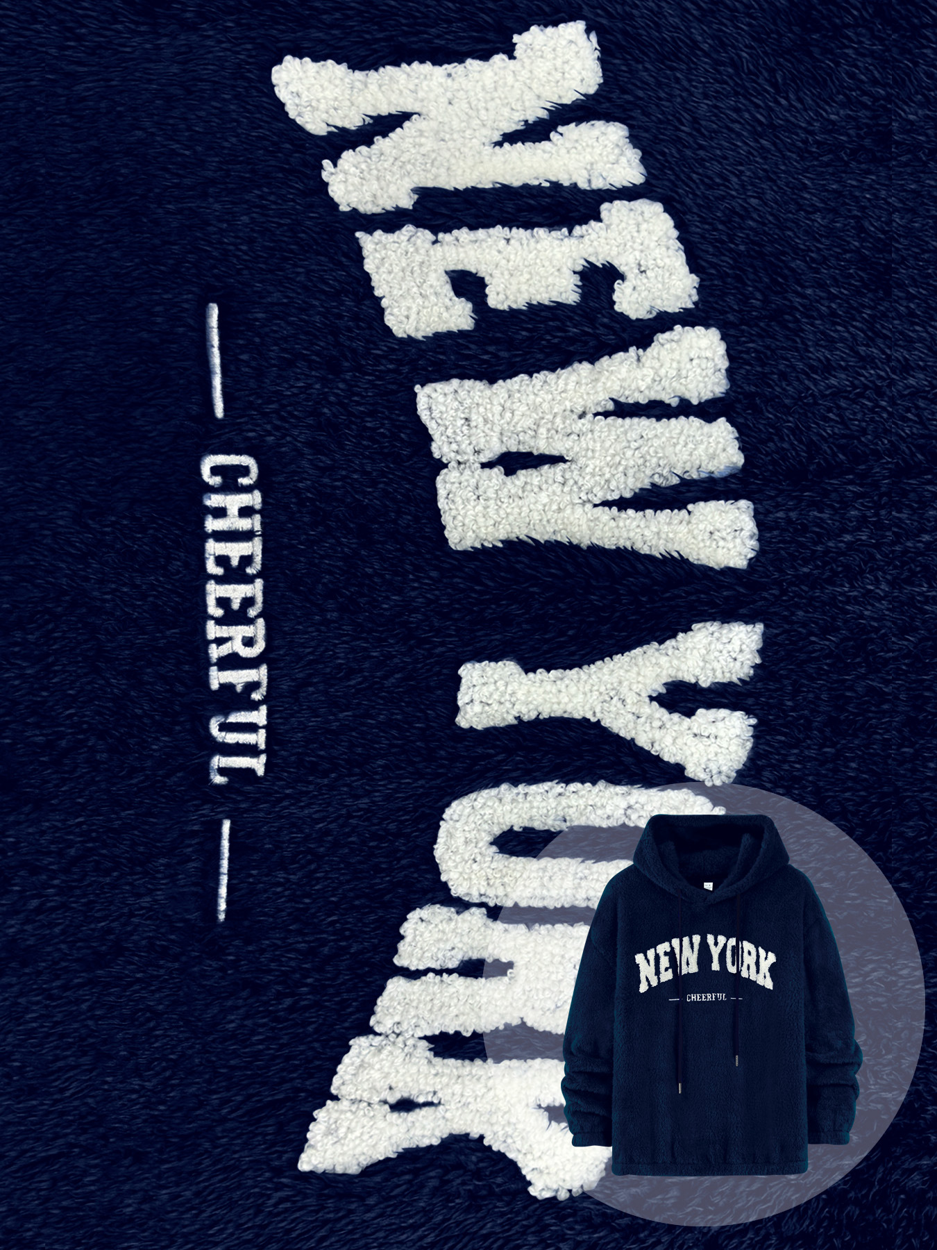 Men's Clothing  Men's Sweatshirt Lamb Wool Loose Letter Embroidered Pocket Hooded Jacket_viptrois.com