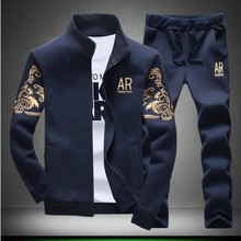 亚马逊春季新款男士休闲运动套装青年韩版AR长套棒球服大码外套6X
