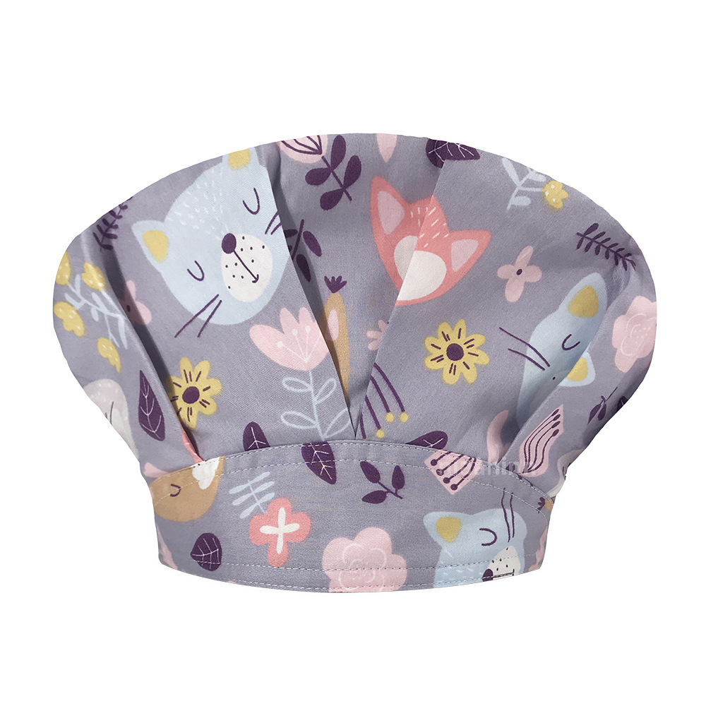 Tapa de operación directa de fábrica impresión femenina pequeño animal lindo sombrero de enfermera algodón salón de belleza odontología oral sombrero