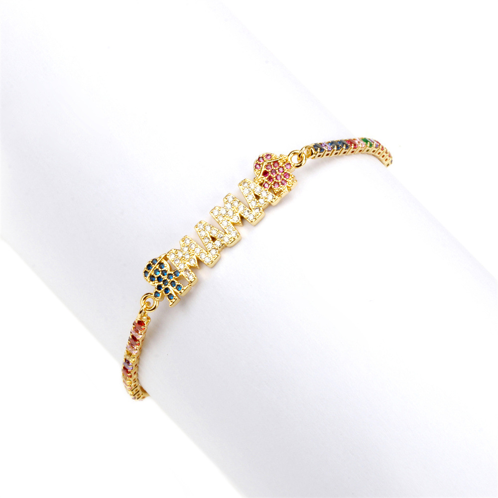 New Fashion Diamond Stacked Copper Gold-plated Bead Bracelet Mother's Day Gift display picture 1