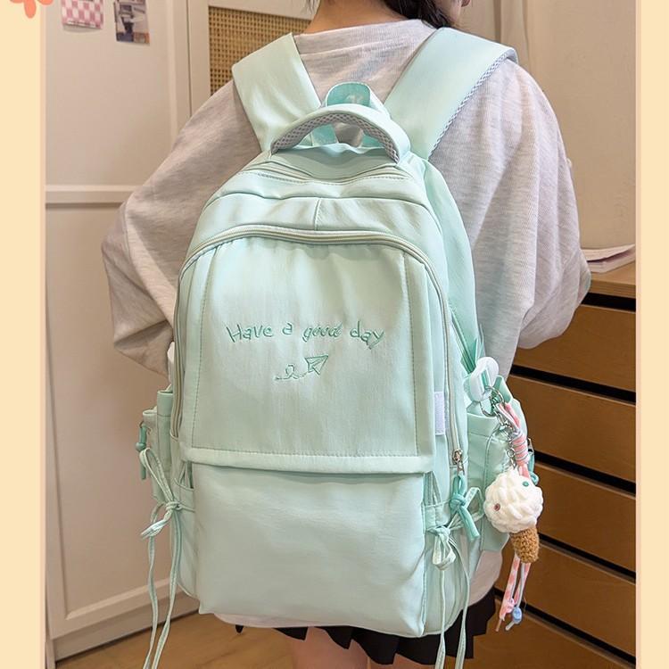 Green Mist Mint Star Sequence Aesthetic Embroidery Backpack Student Party Hazy Atmosphere Campus Commuting School Bag Green Mist Mint Star Sequence Aesthetic Embroidery Backpack Student Party Hazy Atmosphere Campus Commuting School Bag