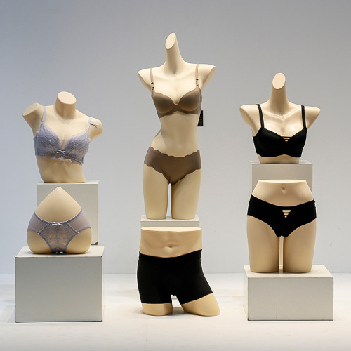Lingerie model props for women and men, half-body white dumbbell bras and underwear, plastic fake human mannequins for window display and showcase racks